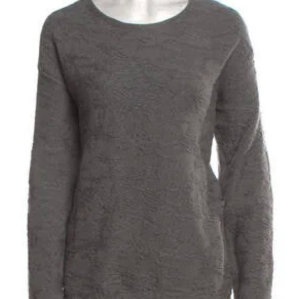 Alexander Wang Textured charcoal grey crew neck long sleeve sweater